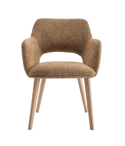 beige brun stol med armlæn, front